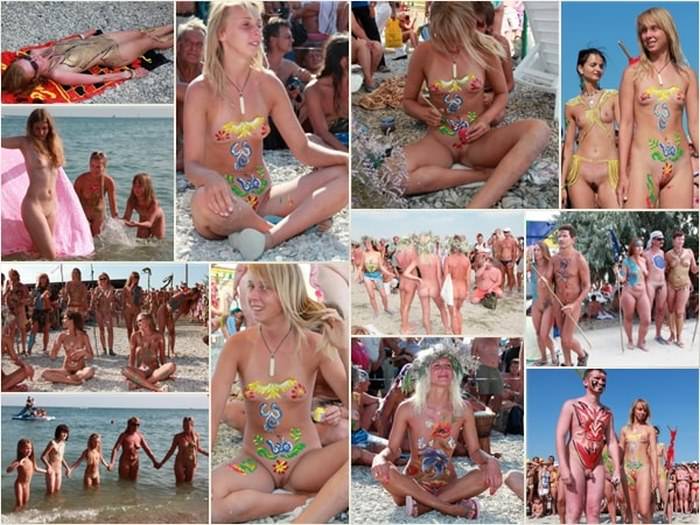 Nudists celebrate the feast of their god, the patron of nudists - Neptune Day photo Nudists celebrate the feast of their god, the patron of nudists - Neptune Day photo