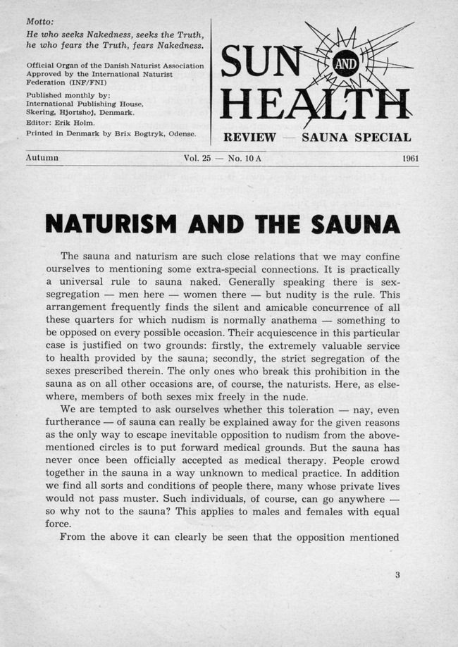 Nudists magazine - Sun and healt - Sauna - Nudism and finnish bath Nudists magazine - Sun and healt - Sauna - Nudism and finnish bath