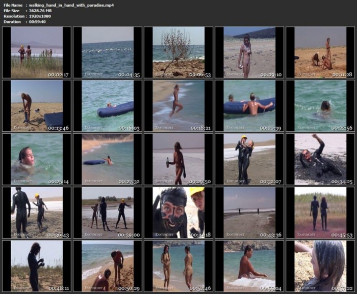 Walking hand in hand with paradise HD nudism video